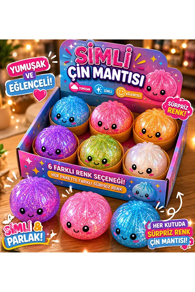 Simli Çin Mantısı Squishy Oyuncak | Yumuşak Büyük boy ışıl ışıl Oyuncak | Viral Dumpling Squishy